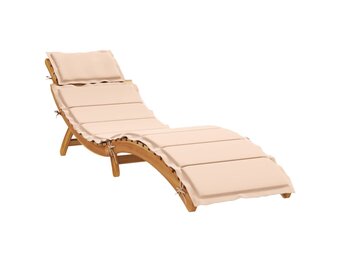 vidaXL Ligbed met kussen massief acaciahout beige