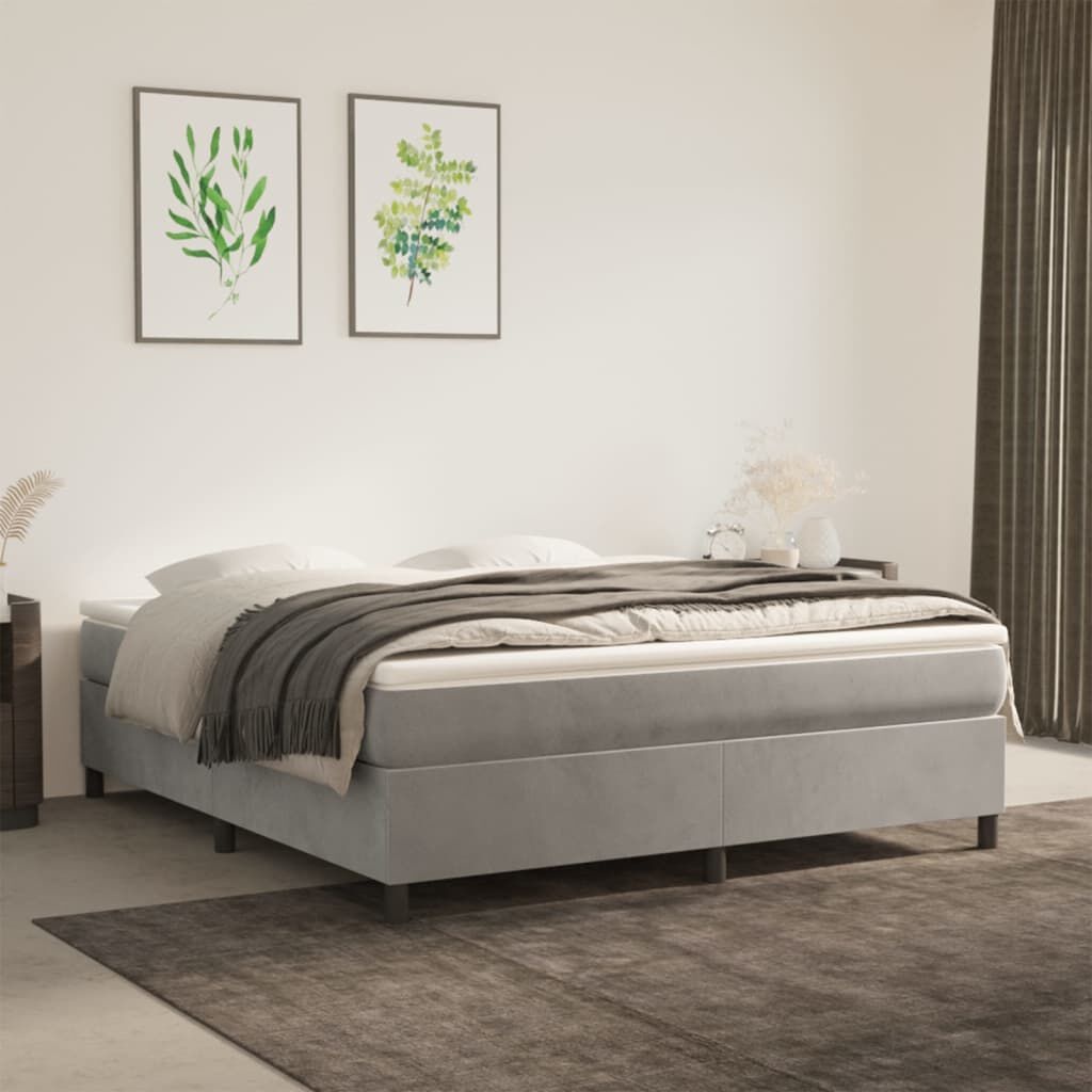 vidaXL Bedframe zonder matras 160x200 cm fluweel lichtgrijs