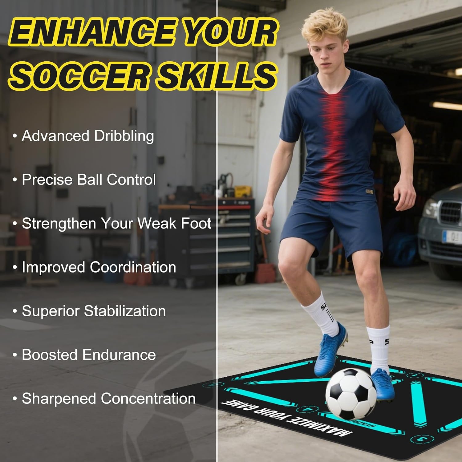 Voetbal Trainingsmat 90x60 cm - Verbeter Snelheid & Coördinatie met Kicktrainer
