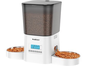 WellToBe Automatische Voerbak voor 2 Katten - 3,5 Liter - Wit