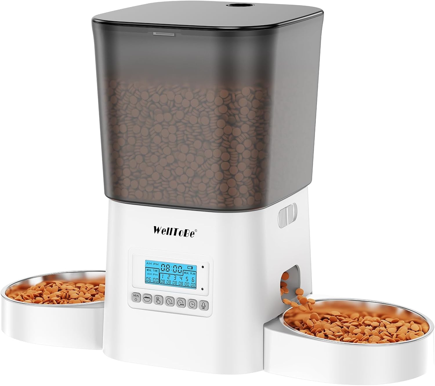 WellToBe Automatische Voerbak voor 2 Katten - 3,5 Liter - Wit