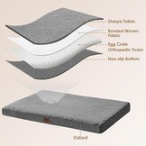 Orthopedisch Hondenkussen Grijs - 76x51x9cm - 61% Korting