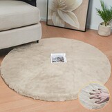 Zacht Rond Vloerkleed 120cm Beige Pluizig Imitatiebont - 60% Korting