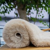 Zacht Rond Vloerkleed 120cm Beige Pluizig Imitatiebont - 60% Korting
