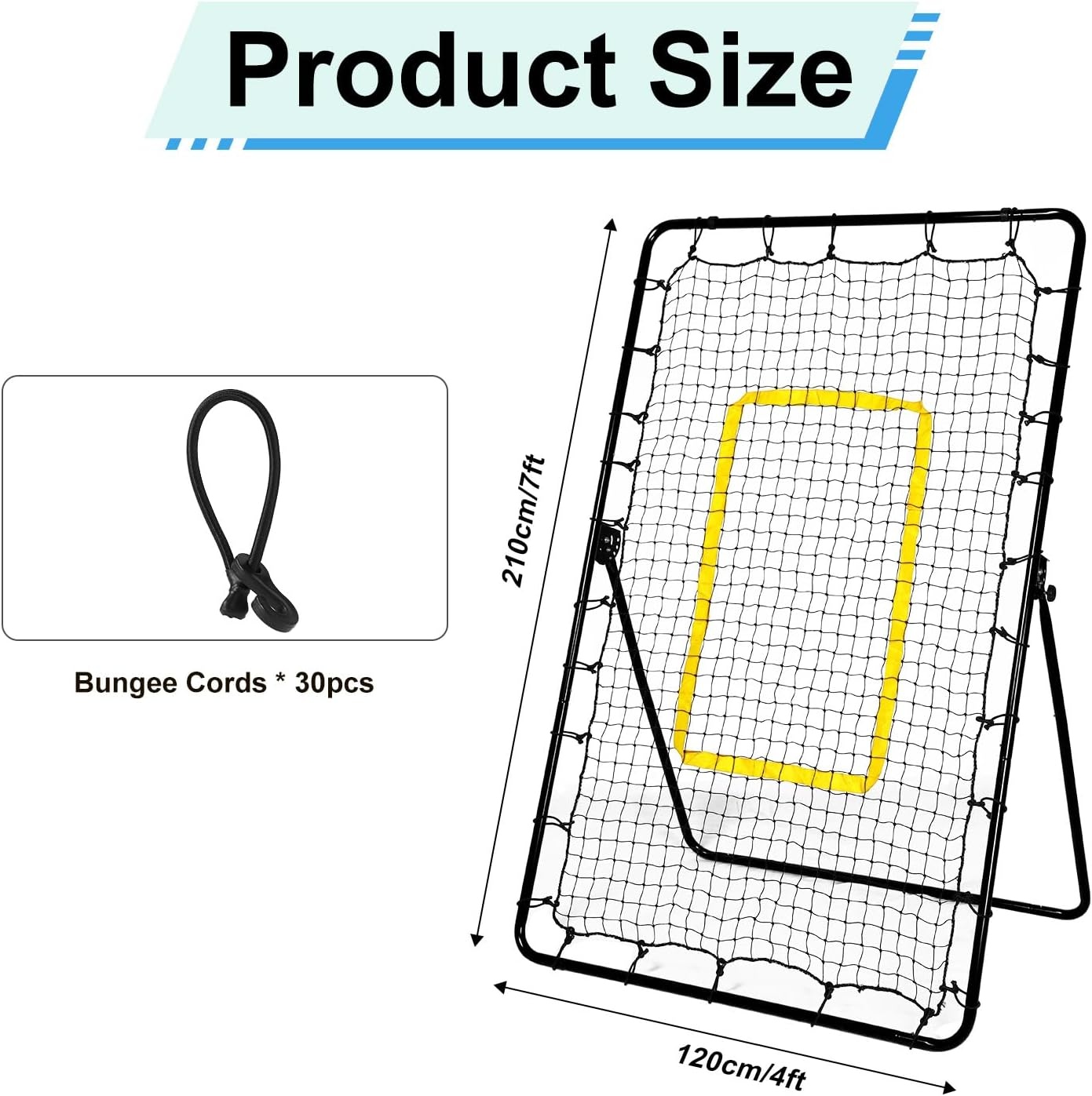 Volleybal Rebounder 210x120cm - Multicolor Trainingsnet met 5 Verstelbare Hoeken