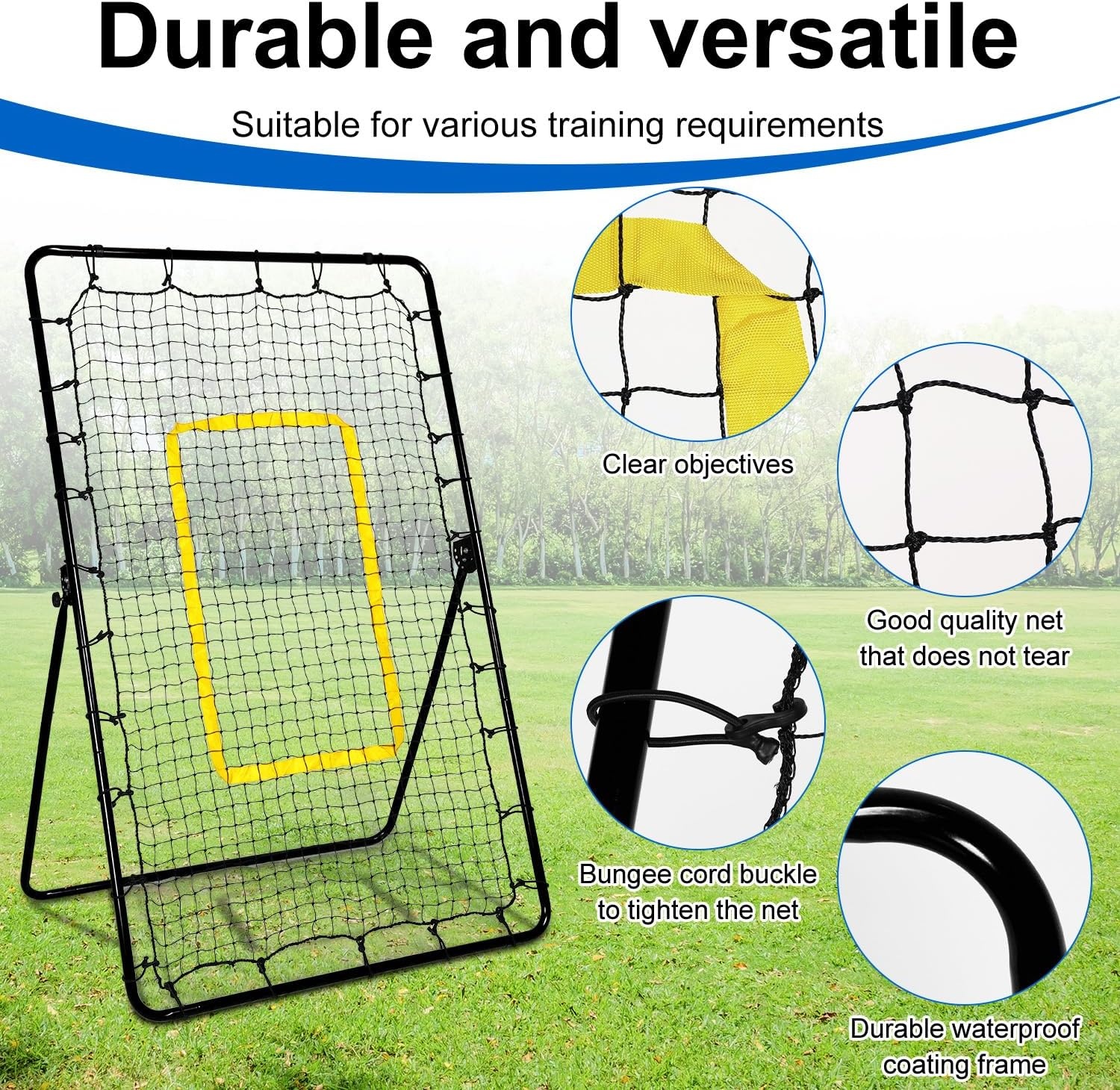 Volleybal Rebounder 210x120cm - Multicolor Trainingsnet met 5 Verstelbare Hoeken