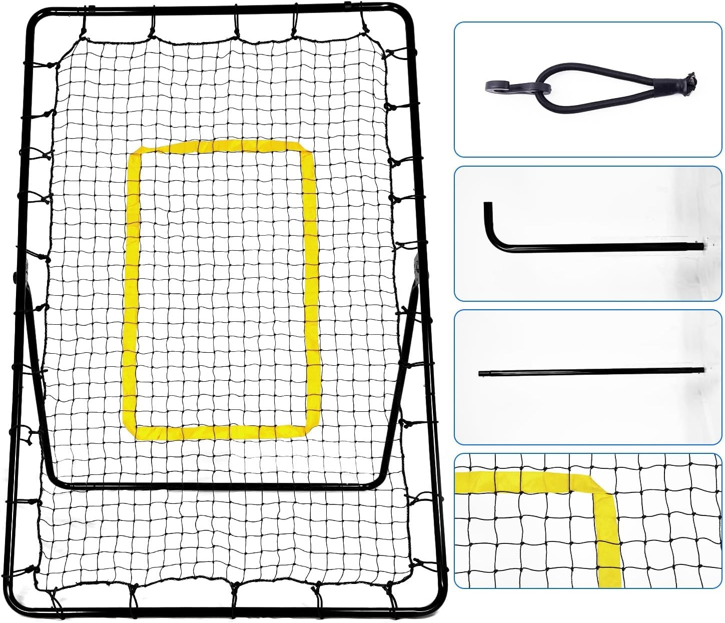 Volleybal Rebounder 210x120cm - Multicolor Trainingsnet met 5 Verstelbare Hoeken