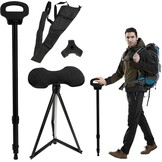 Wandelstok met uitklapbaar zitje – Opvouwbare kruk – Zwart – Hoogteverstelbaar 87-97,5 cm