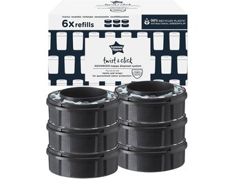 Tommee Tippee Twist and Click Advanced Luieremmer, navulcassettes, duurzaam geproduceerde antibacteriële GREENFILM, 6 stuks