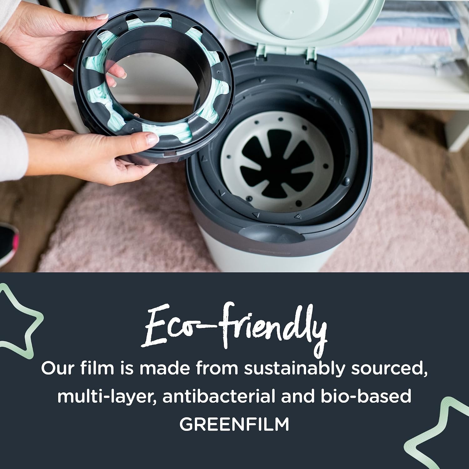 Tommee Tippee Twist and Click Advanced Luieremmer, navulcassettes, duurzaam geproduceerde antibacteriële GREENFILM, 6 stuks