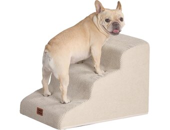 EHEYCIGA Honden- en Kattentrap - 3 Treden - Voor Bed en Sofa - 40x57x40 cm - Beige