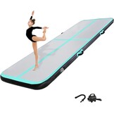 KIKILIVE Opblaasbare Turnmat - 6 meter - 20 cm dik - Zwart/Groen