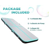 KIKILIVE Opblaasbare Turnmat - 6 meter - 20 cm dik - Zwart/Groen
