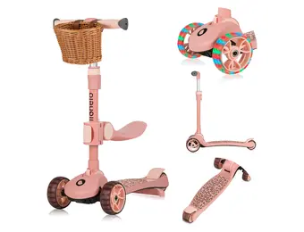 Lionelo Kinderstep met LED wielen en 3 wielen Roze