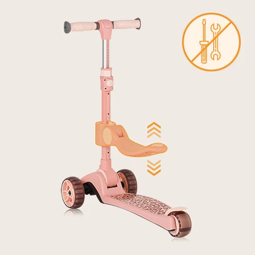Lionelo Kinderstep met LED wielen en 3 wielen Roze