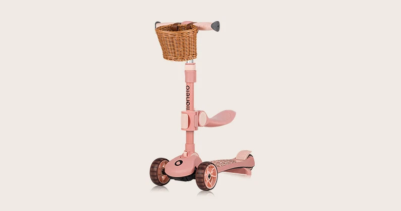 Lionelo Kinderstep met LED wielen en 3 wielen Roze