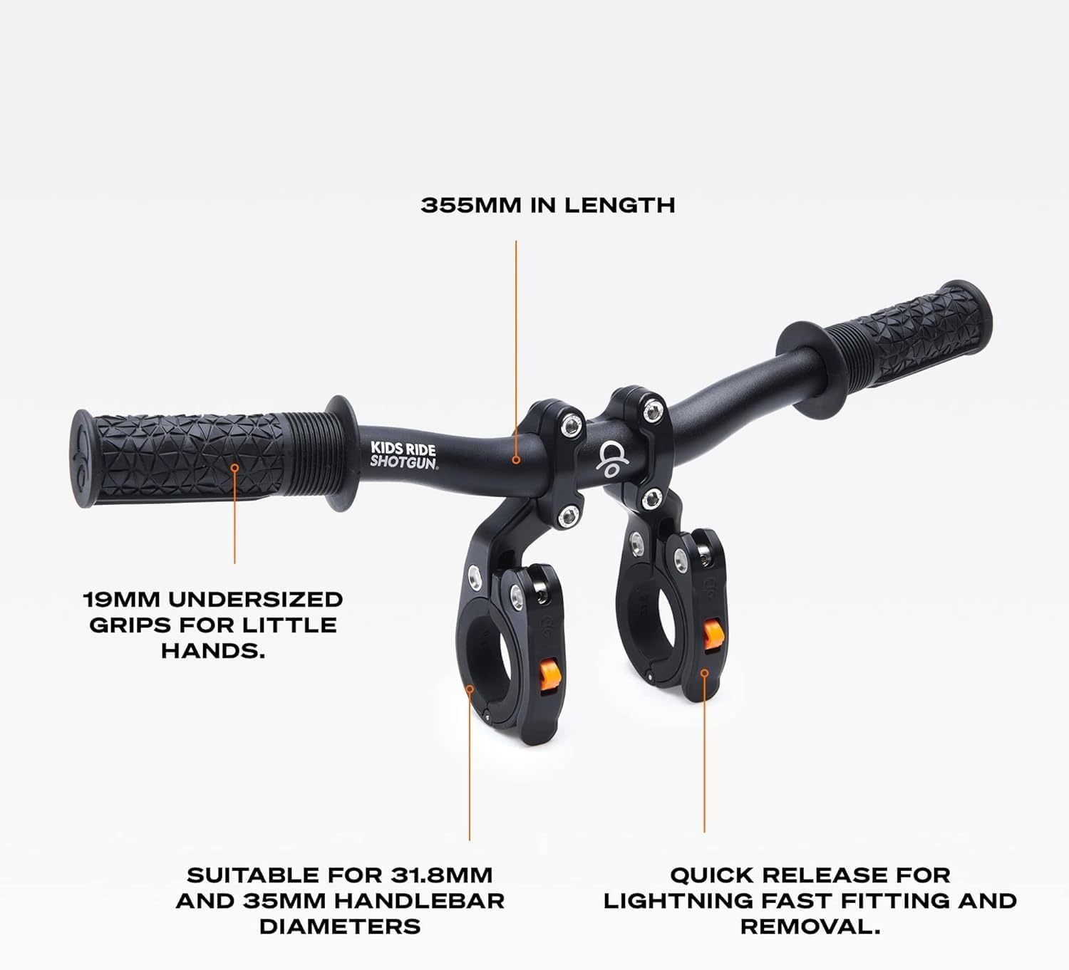 Kids Ride Shotgun Pro Zwart - Kindertransportzitje met Stuur voor Mountainbike en E-Bike