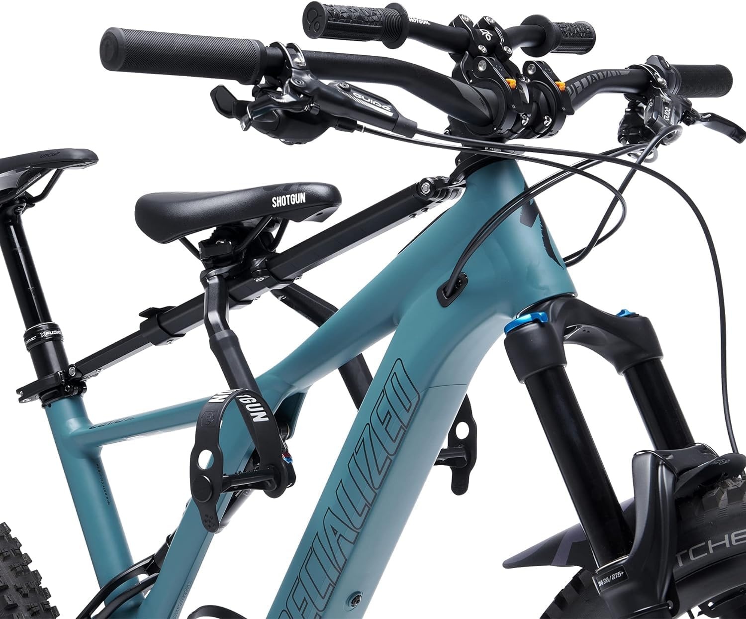 Kids Ride Shotgun Pro Zwart - Kindertransportzitje met Stuur voor Mountainbike en E-Bike