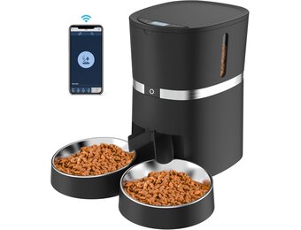 WellToBe Automatische Voerbak voor Katten en Kleine Honden - 4 Liter - Smart WiFi - Wit