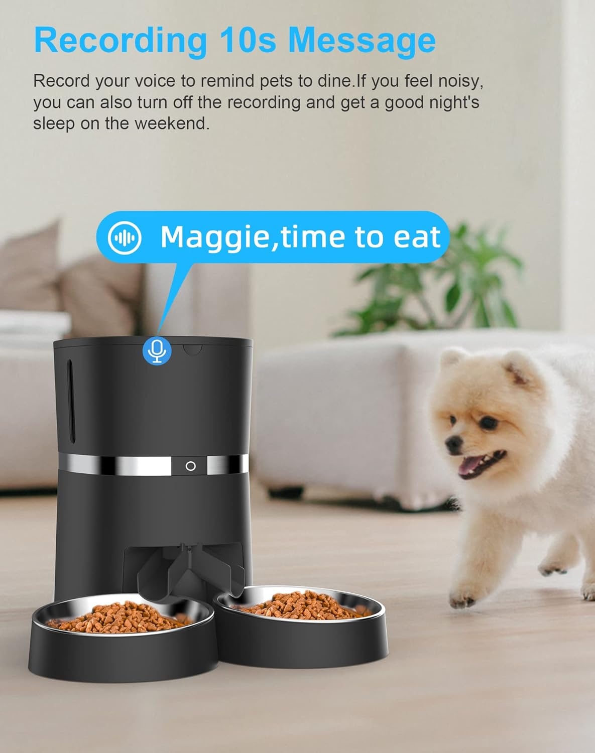 WellToBe Automatische Voerbak voor Katten en Kleine Honden - 4 Liter - Smart WiFi - Wit