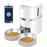 WellToBe Automatische Voerbak voor Katten en Kleine Honden - 4 Liter - Smart WiFi - Wit