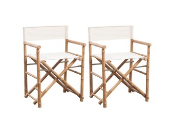 vidaXL Regisseursstoelen 2 st inklapbaar bamboe en canvas