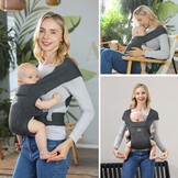 MOMTORY Ergonomische Babybuikdrager - Voor pasgeborenen tot peuters - Grijs - 3 tot 12 kg