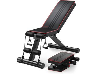 YOLEO Opvouwbare Verstelbare Fitnessbank - Zwart - 110 x 43 x 114 cm