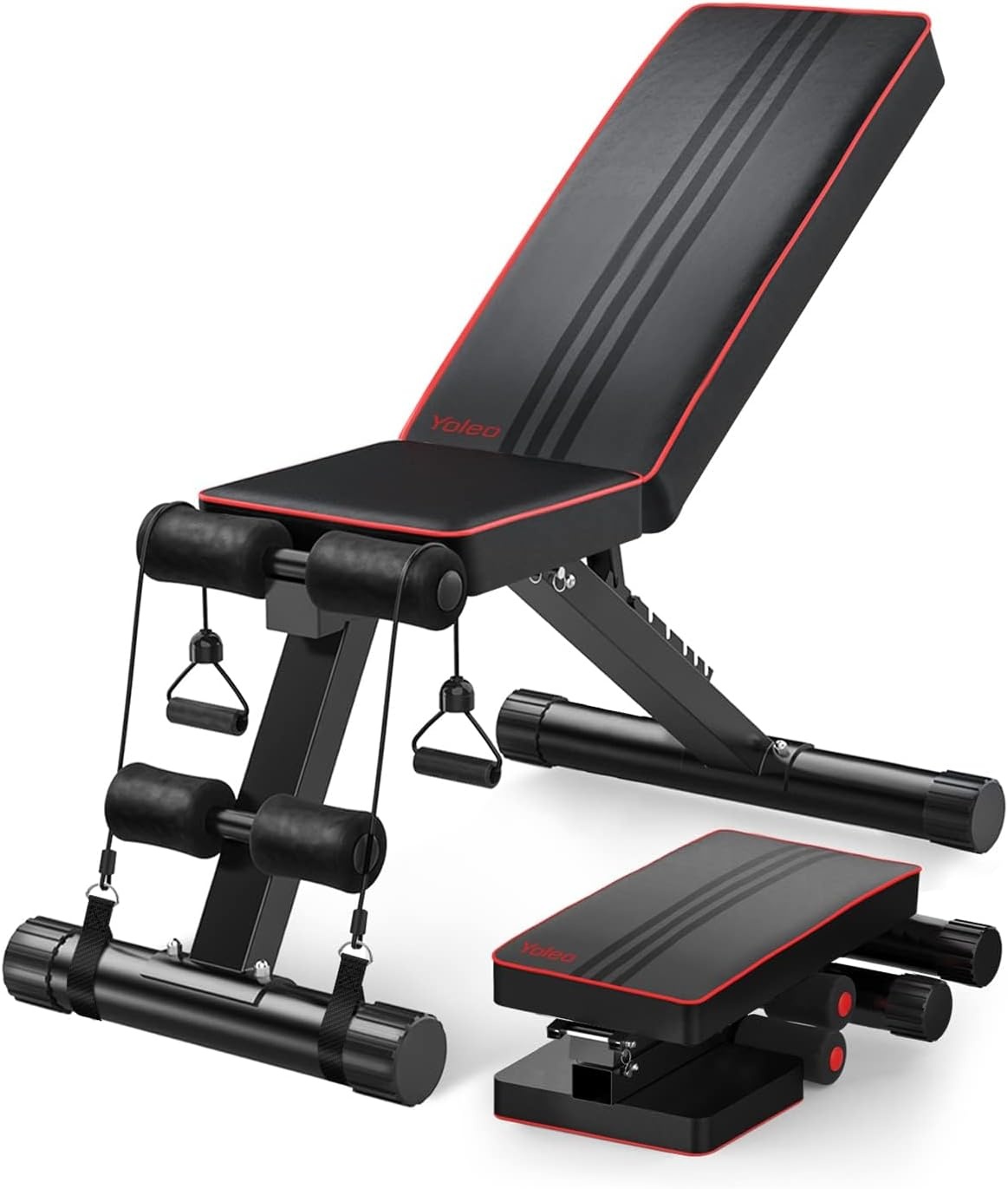 YOLEO Opvouwbare Verstelbare Fitnessbank - Zwart - 110 x 43 x 114 cm
