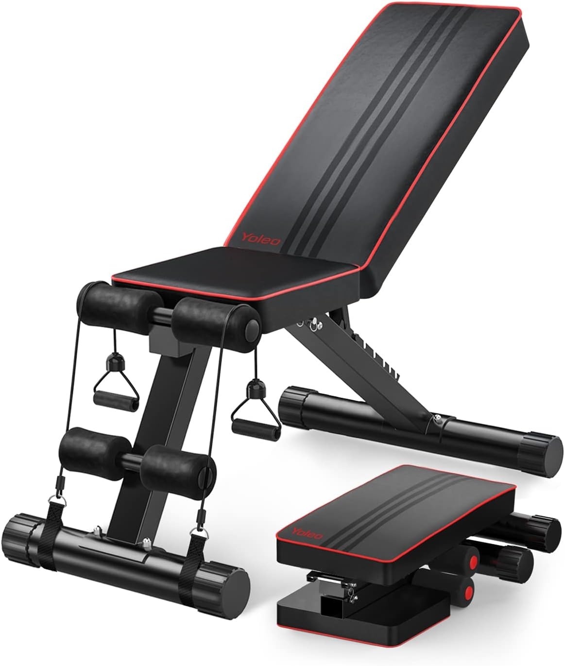 YOLEO Opvouwbare Verstelbare Fitnessbank - Zwart - 110 x 43 x 114 cm