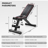 YOLEO Opvouwbare Verstelbare Fitnessbank - Zwart - 110 x 43 x 114 cm