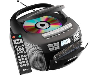 KLIM Boombox CD- en Cassettespeler met Bluetooth, Radio en USB - Zilver