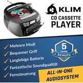 KLIM Boombox CD- en Cassettespeler met Bluetooth, Radio en USB - Zilver