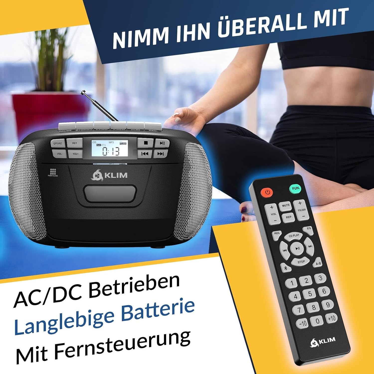 KLIM Boombox CD- en Cassettespeler met Bluetooth, Radio en USB - Zilver