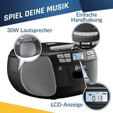 KLIM Boombox CD- en Cassettespeler met Bluetooth, Radio en USB - Zilver