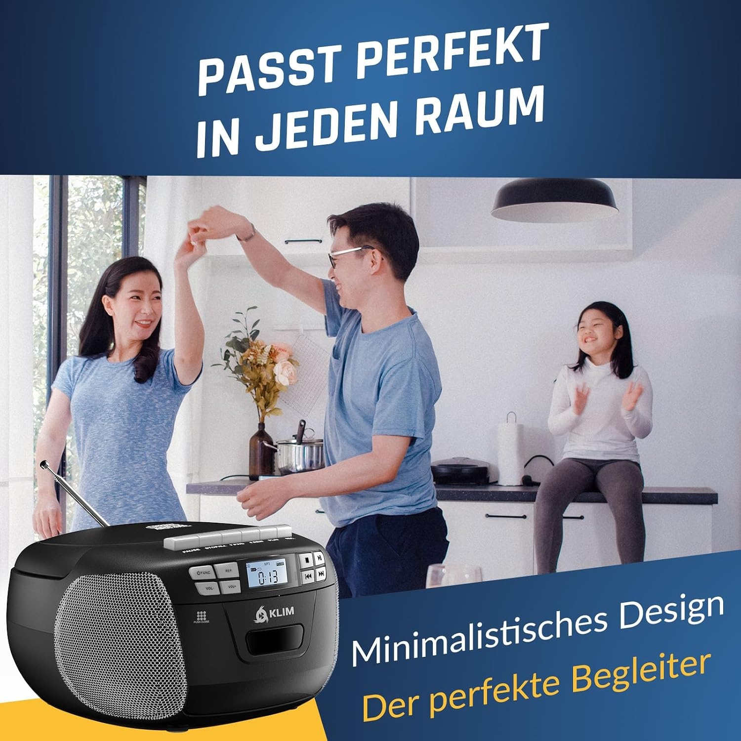 KLIM Boombox CD- en Cassettespeler met Bluetooth, Radio en USB - Zilver