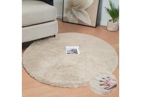 Pluizig Rond Vloerkleed Beige 120cm - 56% Korting!