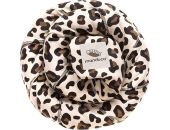 manduca Sling Babydraagdoek, elastische babydrager voor pasgeborenen vanaf de geboorte tot 15 kg, biologisch katoen, GOTS-gecertificeerd, AnimalPrint Leo
