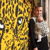 manduca Sling Babydraagdoek, elastische babydrager voor pasgeborenen vanaf de geboorte tot 15 kg, biologisch katoen, GOTS-gecertificeerd, AnimalPrint Leo