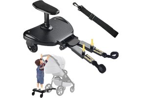Universeel Kinderwagen Meerijplankje met Zitje | 34% Korting