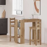 vidaXL Bartafel met schap 102x50x103,5cm bewerkt hout artisanaal eiken