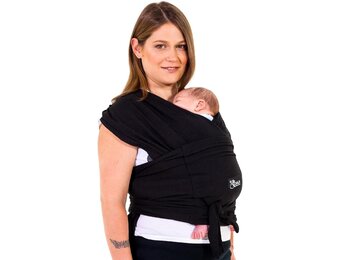 Koala Babycare Baby Sling Easy to Wear - Certified Ergonomic Support - Multi-Purpose Stretchy Baby Carrier Suitable up to 9 kg - Baby Wrap Carrier for Newborn - Black - Registered Design