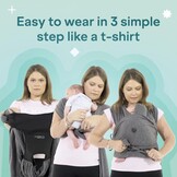Koala Babycare Baby Sling Easy to Wear - Certified Ergonomic Support - Multi-Purpose Stretchy Baby Carrier Suitable up to 9 kg - Baby Wrap Carrier for Newborn - Black - Registered Design