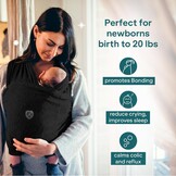 Koala Babycare Baby Sling Easy to Wear - Certified Ergonomic Support - Multi-Purpose Stretchy Baby Carrier Suitable up to 9 kg - Baby Wrap Carrier for Newborn - Black - Registered Design