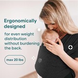Koala Babycare Baby Sling Easy to Wear - Certified Ergonomic Support - Multi-Purpose Stretchy Baby Carrier Suitable up to 9 kg - Baby Wrap Carrier for Newborn - Black - Registered Design