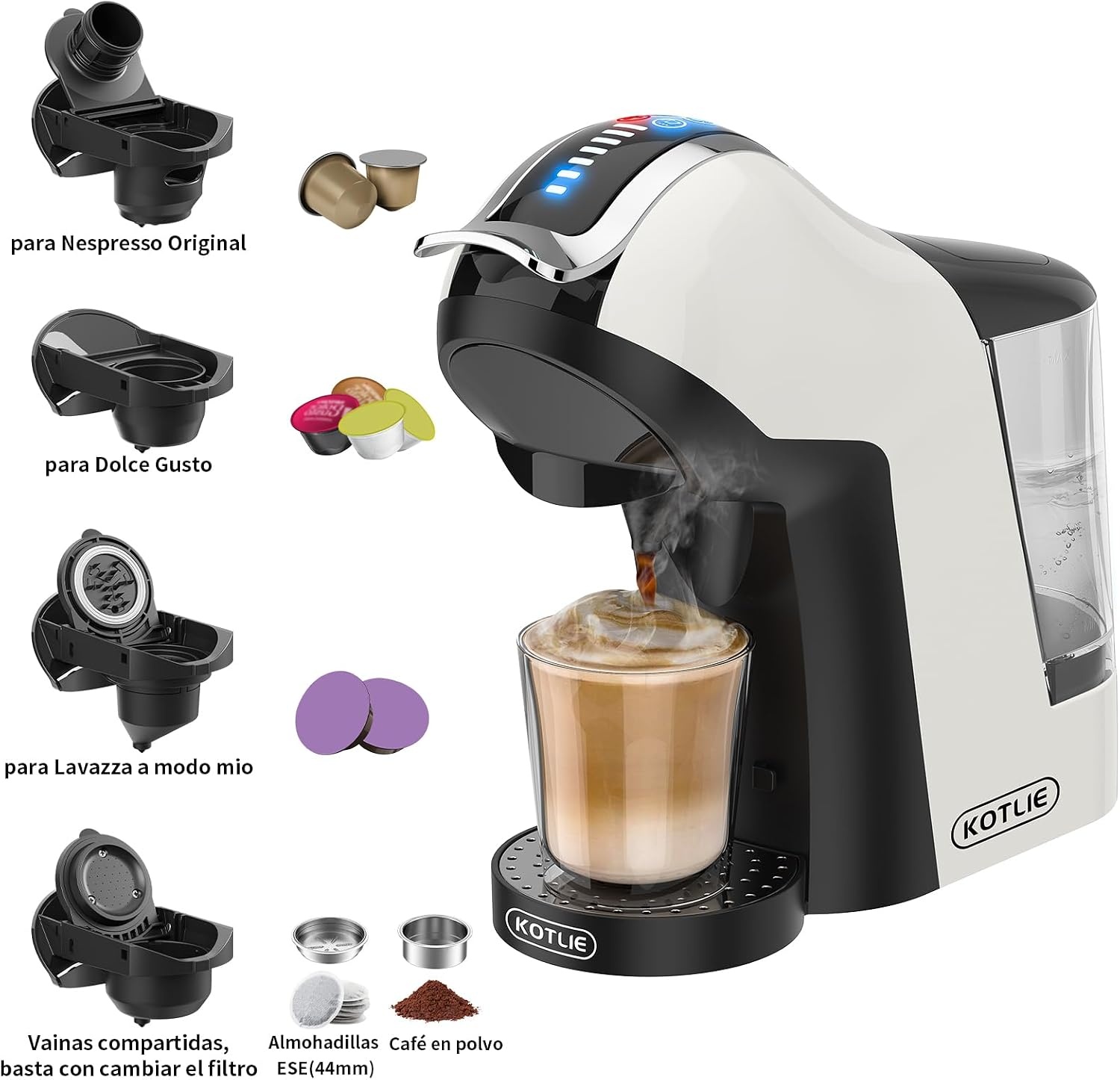 KOTLIE 5-in-1 Multicapsule Espressomachine - 19 Bar - Wit