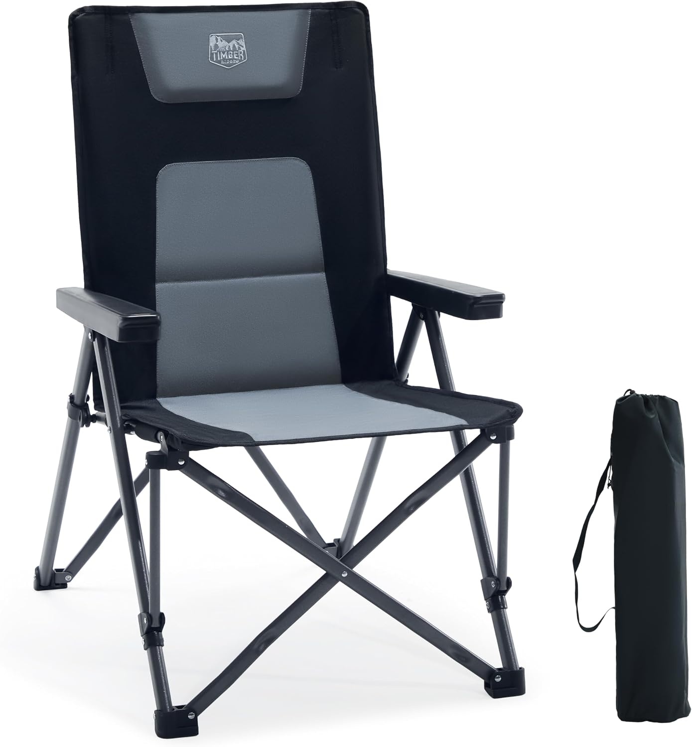 TIMBER RIDGE Opvouwbare campingstoelen voor volwassenen Oversized 260kg, Hoge rugleuning gewatteerde stoel met verstelbare 4-positie, Draagbare luxe caravanstoel ligstoel buiten picknick