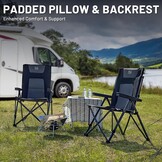 TIMBER RIDGE Opvouwbare campingstoelen voor volwassenen Oversized 260kg, Hoge rugleuning gewatteerde stoel met verstelbare 4-positie, Draagbare luxe caravanstoel ligstoel buiten picknick