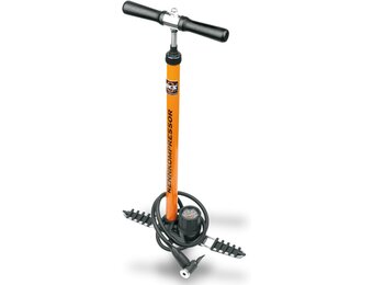 SKS GERMANY RENNCOMPRESSOR Stand pump, bicycle pump (air pump with metal tube and cast iron base, high-quality precision pressure gauge, hose connection of your choice, pressure max.: 16 bar, 230 psi), orange