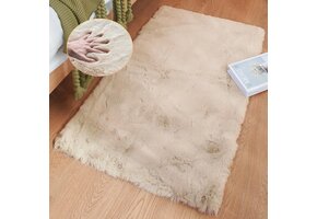 Zacht Vloerkleed Beige Imitatie Konijnenbont 60x90 cm | 50% Korting